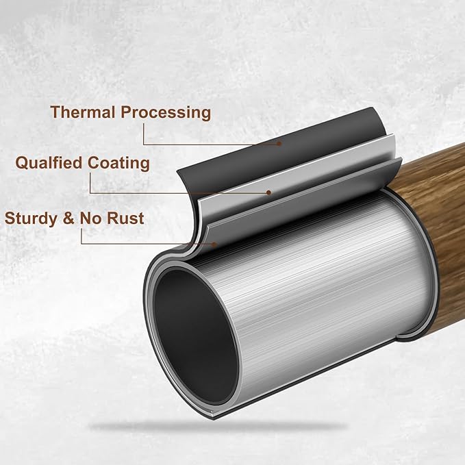1” Diameter Curtain Rods Itself is 30 to 60 inch 2 Pack Fit 30-54 inch Window with Heavy Duty Adjustable Rod Matte Wood Grain Splicing Metal Extra Long Curtain Rod for Windows Rootora