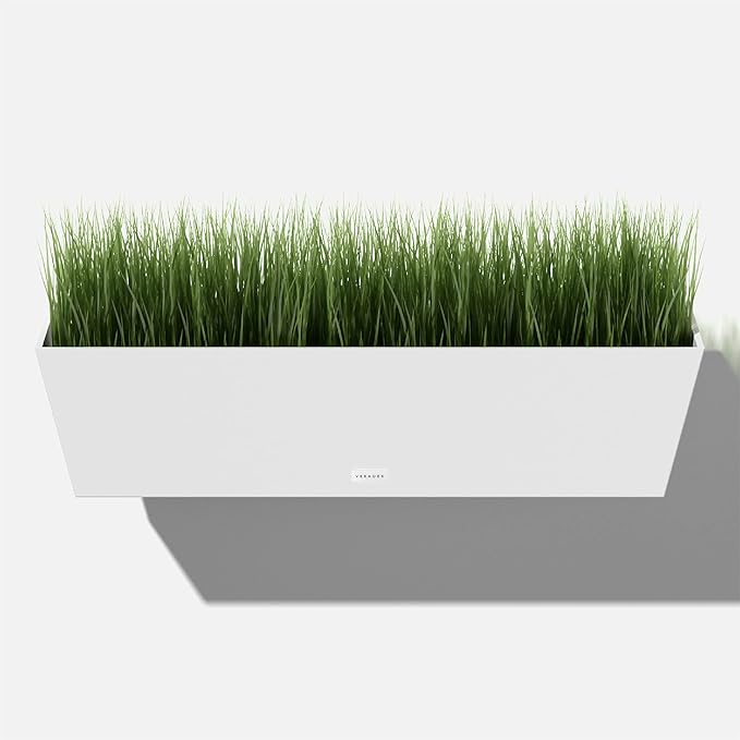Veradek Pure Series Railing Planter - Plastic Hanging Planter for Outdoor Balcony/Fence | Durable All-Weather Use with Adjustable Brackets | Modern Décor for Flowers, Succulents, Hanging Plants VeradekOutdoor