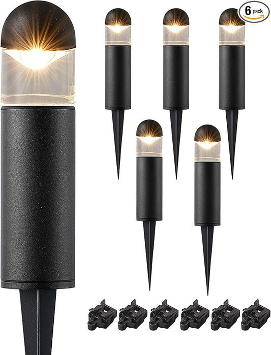 EDISHINE Low Voltage Landscape Lighting, 12V 3W 3000K Warm White, Electric Outdoor Bollard Lights with Connectors, Waterproof LED Pathway Driveway Walkway Lights Wired for Yard Garden EDISHINE