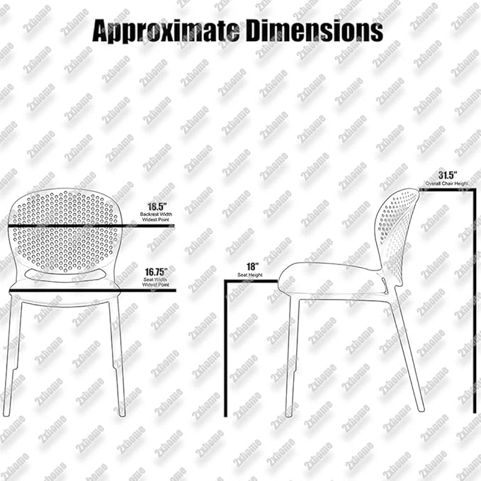 2xhome Set of 4 Patio Dining Chairs | Modern Stackable Outdoor Pool Side Chair | Weather Resistant Plastic for Yard, Porch, Balcony, Kitchen, Teal 2xhome
