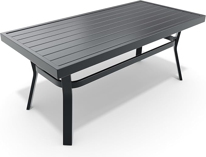 HOMREST Metal Outdoor Ottoman, 3-Piece Aluminum Footstool w/Removable Cushion, Multipurpose Footrest Stool with Coffee Side Table Additional Seating, Set of 3 Outdoor Ottomans for Patio Deck (Grey) HOMREST