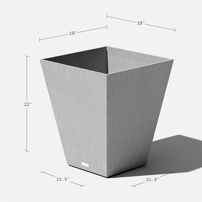 Veradek Pure Series Nobleton Plastic Planter - Large Pots for Indoor or Outdoor Porch/Patio | Durable All-Weather Use with Drainage Holes | Modern Planter Décor for Flowers, Shrubs, Trees VeradekOutdoor