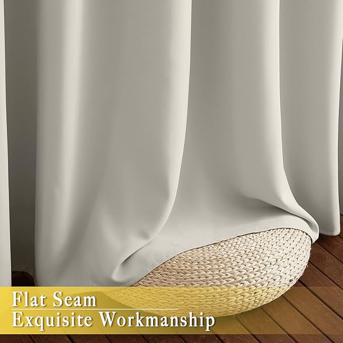 NICETOWN Room Divider Curtain 132 Inches Long, Wide Blackout Sliding Door Curtain for Bedroom, Room Darkening Privacy Window Curtain for Patio Door (1 Panel Set, Natural, 80 x 132 Inch) NICETOWN