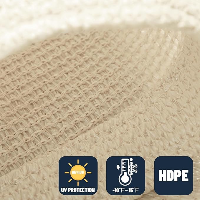 SUNNY GUARD Custom Size 17'x22'x22' Triangle Butter Cream UV Block Sunshade for Backyard Yard Deck Patio Garden Outdoor Activities and Facility(Customized) SUNNYGUARD