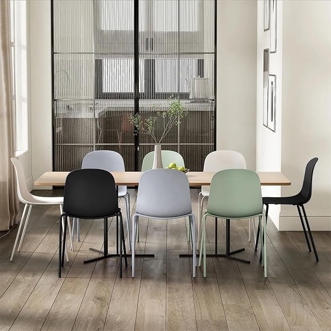 2xhome Modern Stackable Armless Dining Chair | Plastic Shell Seat with Metal Legs | Indoor or Outdoor Use | Home Kitchen Patio (1, Green, No Padding) 2xhome