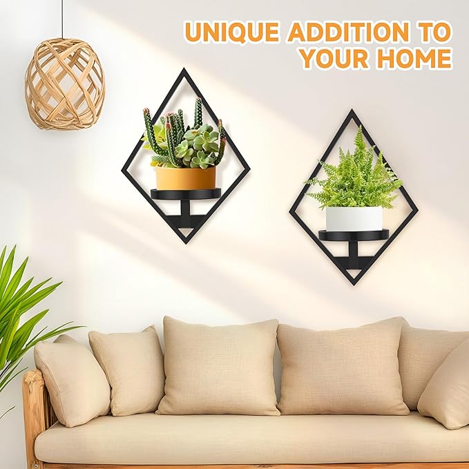 Wall Plant Holder, 3 Pack Metal Floating Shelves Indoor, Window Sill Plant Shelf for Bedroom Bathroom Living Room Home Office SBOSBO