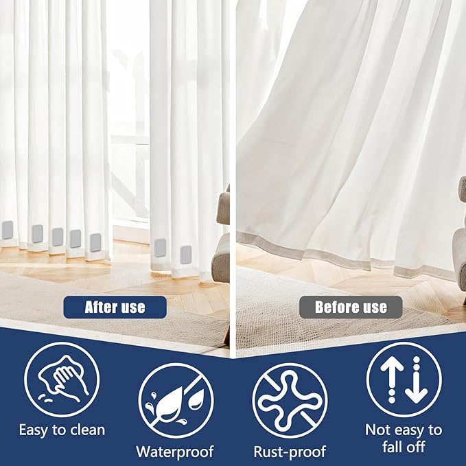 36pcs Outdoor Curtain Weights, Plastic Wrapped Magnetic Drapery Weights, Waterproof Heavy Duty Curtain Magnets for Heavy Wind, Outside Curtain, Shower Curtain, Tablecloth, Flag (Grey) Phoncoo