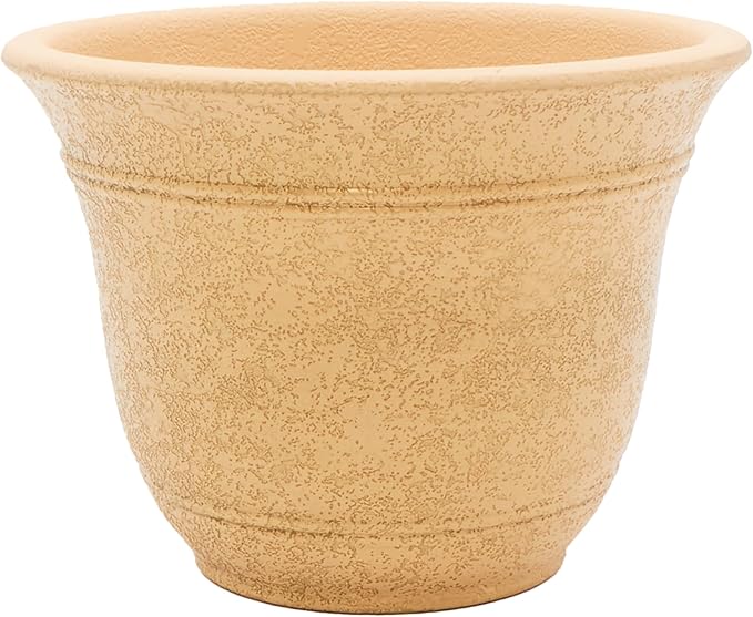 The HC Companies Sierra Round Self-Watering Pot - Lightweight Plastic Planter for Herbs & More - Durable Plant Pots for Indoor Plants & Outdoor Plants (10” Arizona Sand, Pack of 1) TheHCCompanies
