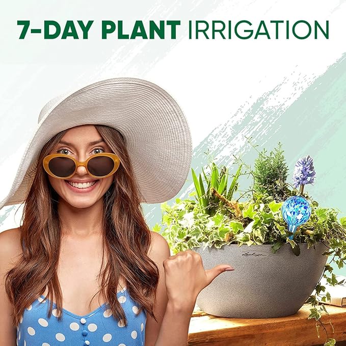Plant Watering Globes Set of 6 - Large Glass Self Watering Bulbs Up to 7 Days of Irrigation - for Indoor & Outdoor Plants - Multicolor, Automatic, Glass Watering Bulbs for Daily Use, Watering Devices MissionGallery