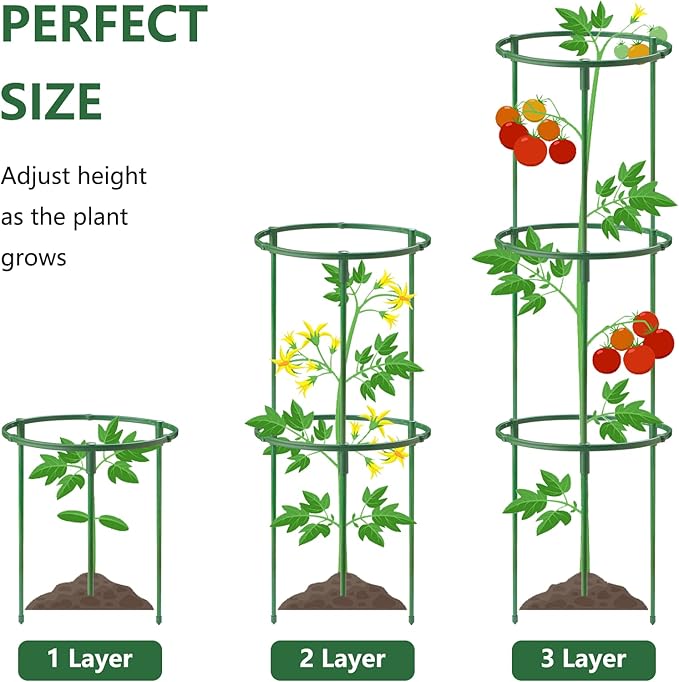 12Packs Plant Support Stakes Half Round Plant Stakes for Indoor Plants, Stackable 3 Tier Garden Flower Support, Plant Cages for Tomato,Monstera, Peony, Hydrangea, Climbing Plants BuyNow