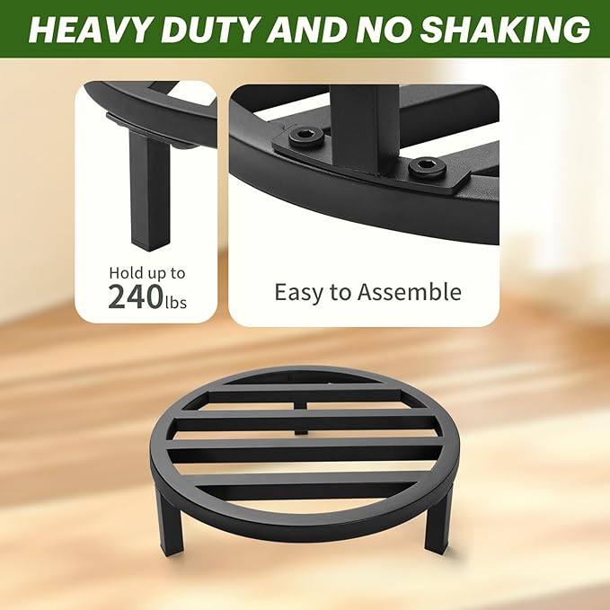 3 Pack 10.23 Inch Metal Plant Stands Outdoor,240 LBS Capacity,Single Plant Stand Indoor for 5-12 Inch Pots,Heavy Duty Flower Pot Stand Stool Riser,Black bozopion