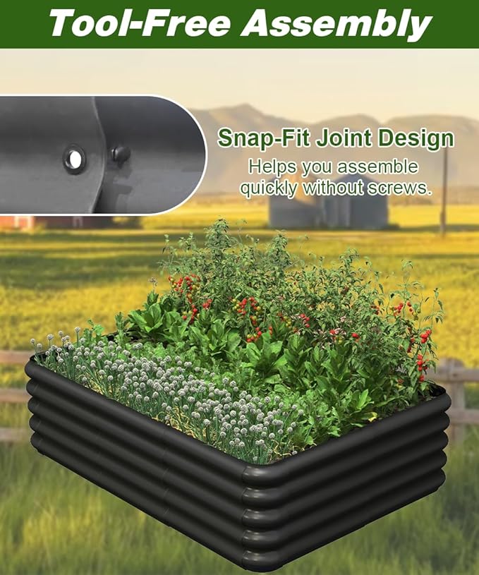 4.3x3.0x1.0ft Raised Garden Bed Kit for Outdoor, PP Material Planter Boxes, Large Garden Box Flower Bed with Easy Assembly, Gardening Containers for Vegetables, Flowers, Herbs, Black Tigerden