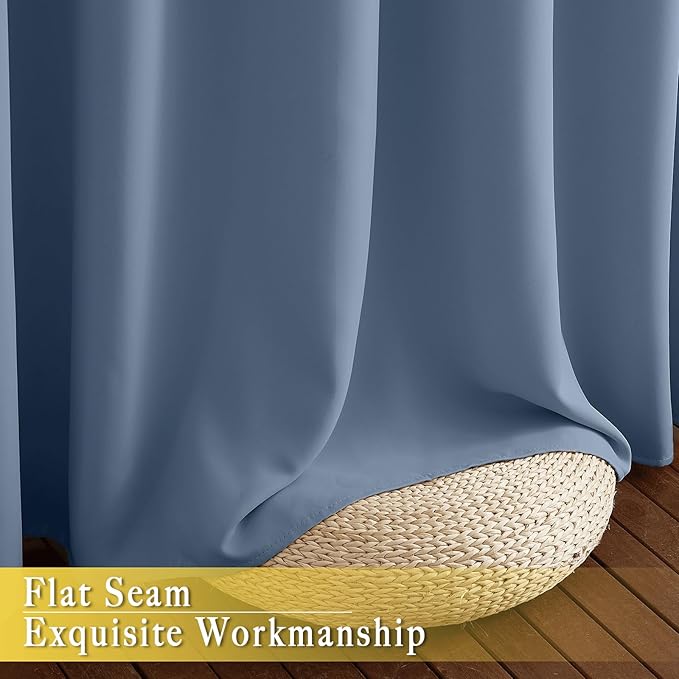 NICETOWN Sliding Door Curtain 108 inches Long, Grommet Blackout Patio Door Panel Thermal Insulated Sound Reducing Room Divider Drape for Bedroom/Living Room (1 Panel, Stone Blue, W80 x L108) NICETOWN