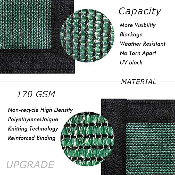 UPGRADE Privacy Fence Screen 6'x43' Dark Green Outdoor 90% Visibility Blockage 170 GSM Mesh Shade Cover Panels for Backyard,Balcony,Home Decoration with Zip Ties,Customized Avaliable UPGRADE