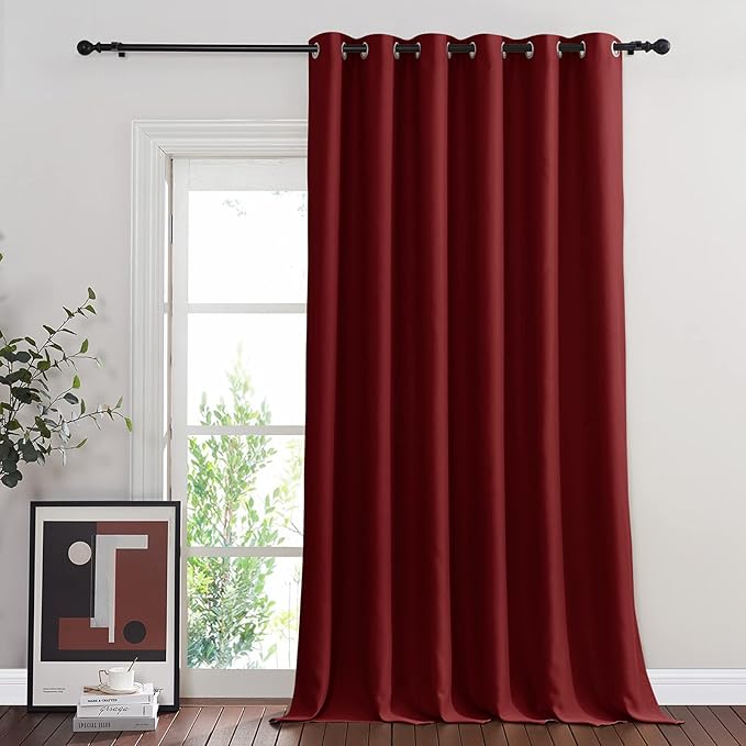 NICETOWN French Door Curtain for Window Extra Long & Wide, Grommet Thermal Curtain Panel for Sliding Glass Door/Patio Door (Burgundy Red, 1 Piece, W80 x L108) NICETOWN
