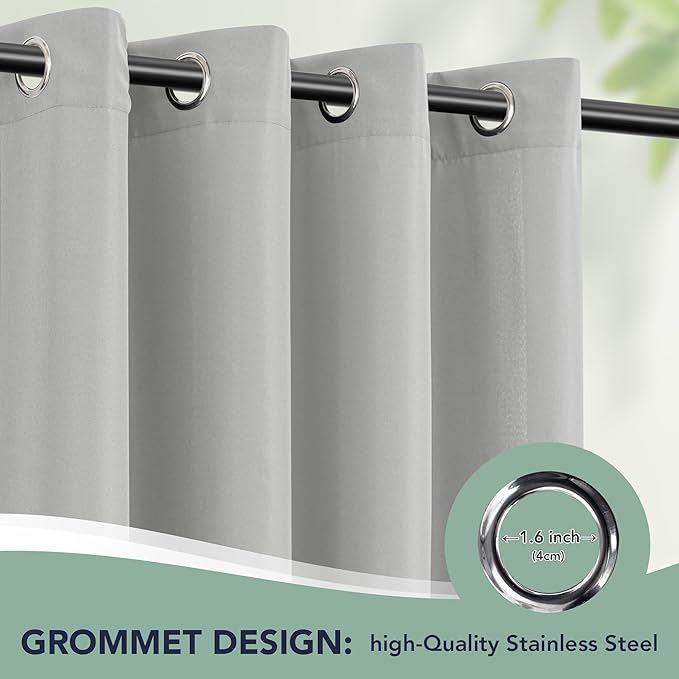 Outdoor Curtains for Patio Waterproof - 6 Panels Privacy Weatherproof Outside Curtains with Grommets for Pergola, Gazebo, Porch, Cabana, Balcony, 54 x 84 Inch, Silver RichSets