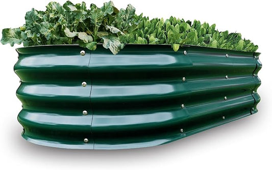 Gardmax Galvanized Raised Garden Bed, Lightweight Planter Boxes Outdoor with Easy Assembly, Large Garden Bed for Vegetables, Fruits, Flower Dark Green 8FT ChooseGardmaxforbetterlife