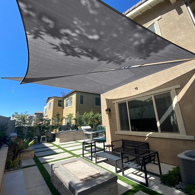 SUNLAX Sun Shade Sail 20' x 20' x 20' Dark Grey Triangle Canopy Sail Shade Cover UV Block Permeable Sunshade Outdoor for Patio Backyard (We Make Custom Size) SUNLAX