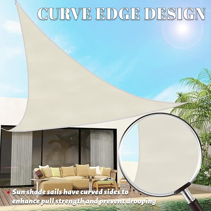 SUNLAX Custom Size 10'x18'x20.6' Beige (Cream) Sun Shade Sail Right Triangle UV Block Sunshade for Backyard Yard Deck Patio Garden Outdoor Facility (Customized) SUNLAX