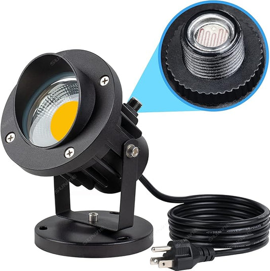SUNVIE 20W Outdoor LED Spotlight with Photocell Sensor 120V Waterproof Dusk to Dawn Landscape Lighting 3000K Warm White Spot Lights Outdoor for Yard Flag Tree Garden Decor 6 FT Cord with US 3-Plug in SUNVIE