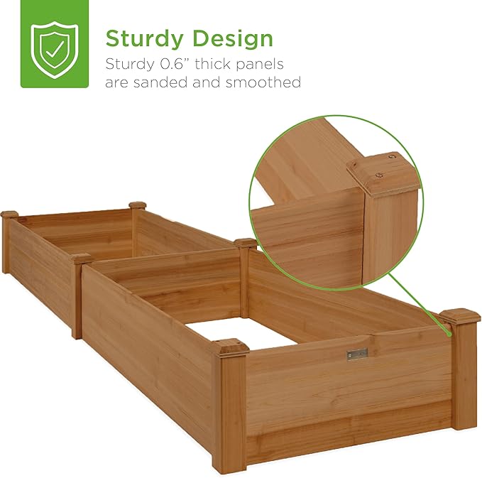 Best Choice Products 8x2ft Outdoor Wooden Raised Garden Bed Planter for Vegetables, Grass, Lawn, Yard - Acorn Brown BestChoiceProducts