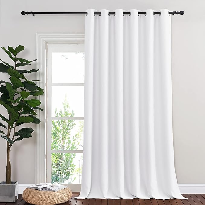 NICETOWN Sliding Door Curtain Window Treatment, Energy Smart Thermal Insulated Extra Wide Solid Blackout Curtains/Drapes for Patio Door (1 Panel, Pure White, W80 x L95) NICETOWN