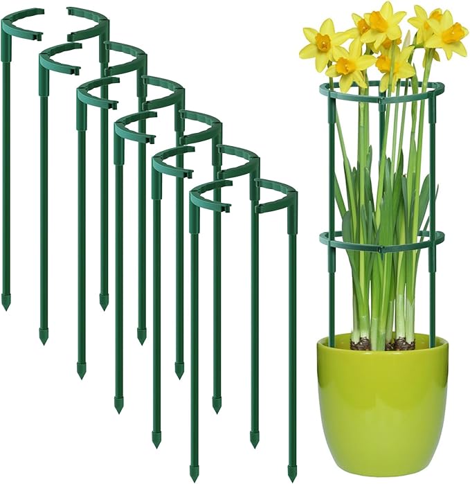 Uzoli 12 Pack Plant Support Stakes Sets - Versatile Plant Cages, Stackable 3 Tier Garden Flower Support，Plant Stakes for Indoor Outdoor Plants Tomato, Peony, Monstera, Hydrangea, Climbing Plants Uzoli