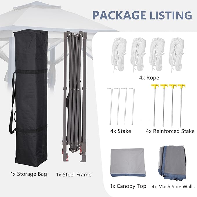 GDY 11x11 Pop Up Canopy Tent, Outdoor Canopy with Netting, Outdoor Gazebo for Backyard, Tent with Handbag, Blue. GDY