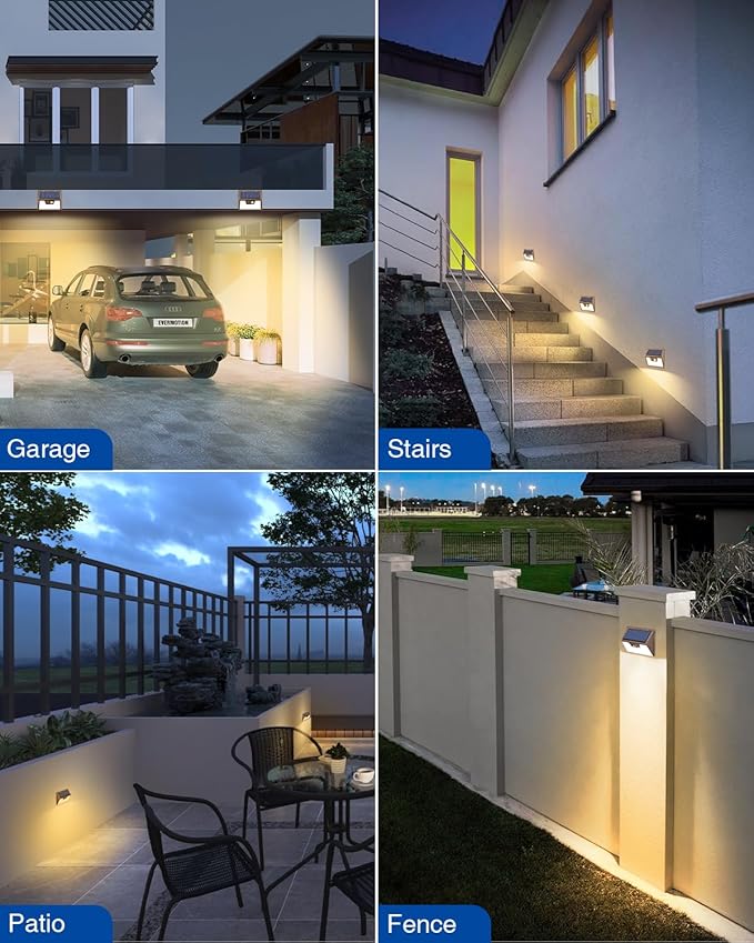 Peasur Solar Lights Outdoor Motion Sensor Waterproof, 8 Pack 140LED Brown Solar Powered Fence Light, 3 Modes Security Wall Lights for Garden Yard Outside(Warm White) Peasur