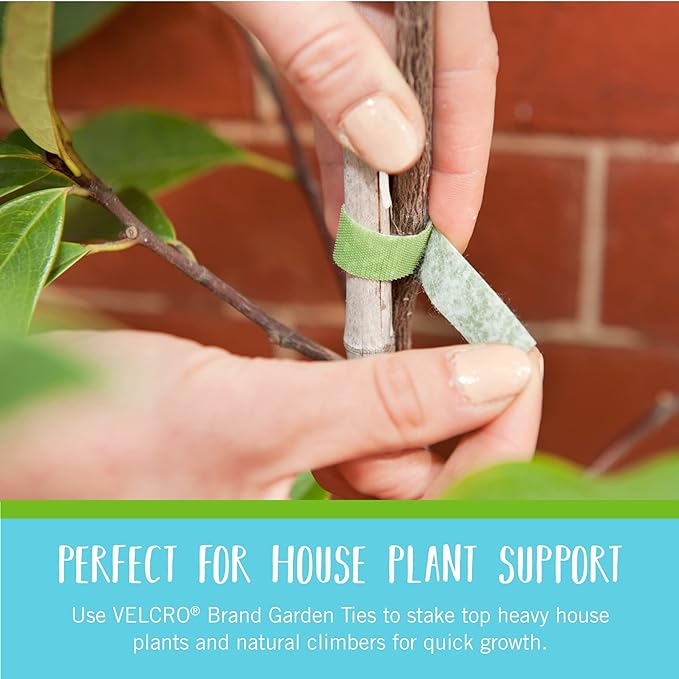 VELCRO Brand VEL-30071-USA ONE-WRAP Garden Ties | Plant Supports for Effective Growing | Strong Grips are Reusable and Adjustable | Cut-to-Length, 50 ft x 1/2 in, Green-Recycled Plastic VELCROBrand