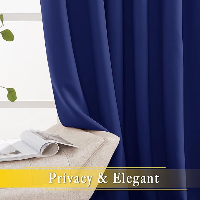 NICETOWN Sliding Glass Door Curtain Panel, Home Decoration Privacy & Noise Reducing Room Divider for Shared Apartment (Navy Blue, 80 inches x 84 inches) NICETOWN