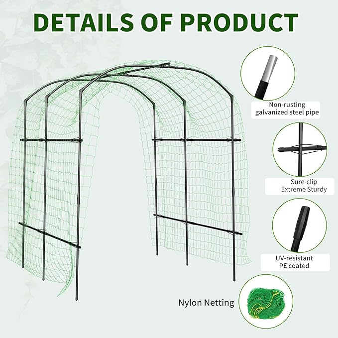 DoCred Tall Garden Arch Trellis for Climbing Plants, 87in Tall Metal Plant Support Trellis Archway for Climbing Vine Vegetable/Fruit/Flower Outdoor Yard Lawn Garden Arch Tunnel Trellis DoCred