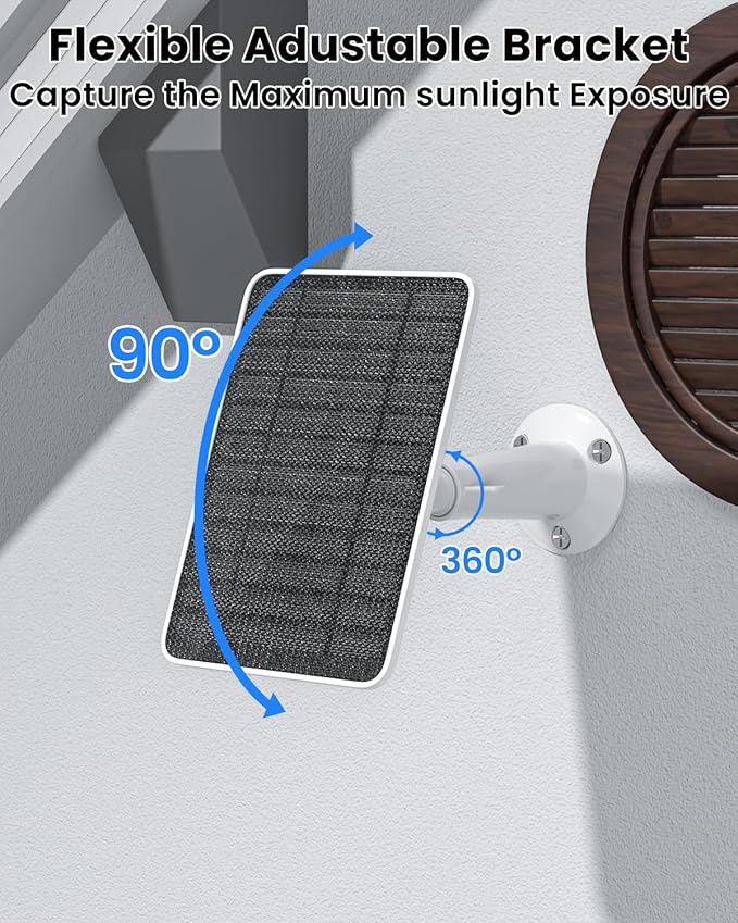 5W Solar Panel Charger Compatible with Arlo Essential 2K Outdoor Camera(2nd Gen)/Essential Outdoor XL(2nd Gen)/Essential Spotlight, IP65 Waterproof 10ft USB-C & Micro USB Cable & Wall Mount, 2 Pack FOHOA