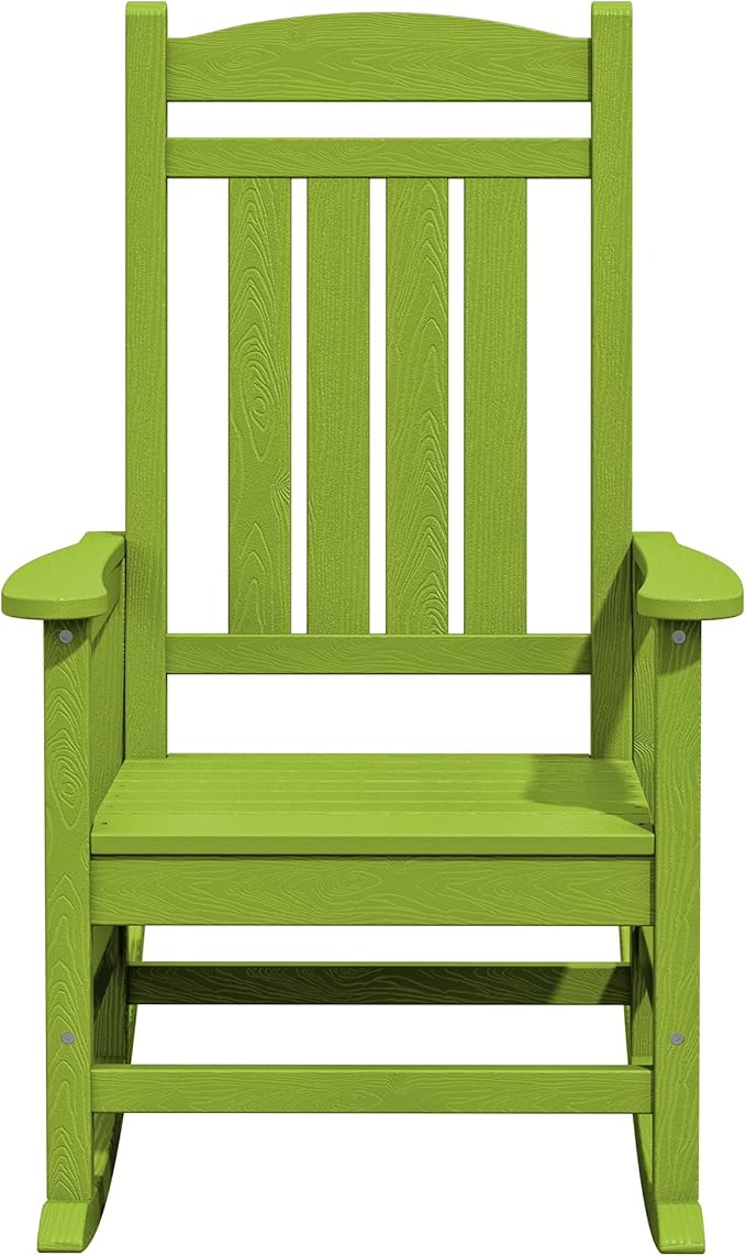 KINGYES HDPE Outdoor Rocking Chair Set of 4, All-Weather Poly Patio Rocking Chairs with 330lbs Support for Adults, Pistachio Green KINGYES