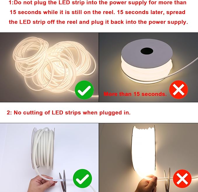 AC 110V COB LED Strip Lights Outdoor Waterproof 65.6ft, 4000K Natural White Super Bright 200W CRI 90+ LED Rope Light, IP65 Flexible Cuttable, for Bedroom Garden Commercial House BENLUN
