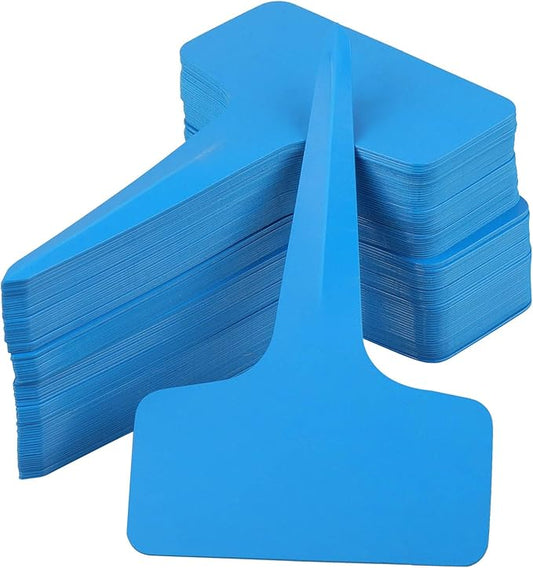 Blue Plant labels,100 Pcs 6 x10cm Plastic Plant T-Type Tags Nursery Garden Labels KINGLAKE