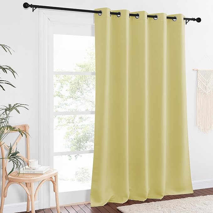 NICETOWN Blackout Curtains 84 Inch Length, Thermal Insulated Curtains for Bedroom Grommet Energy Saving Room Darkening Drapes for Living Room Window, 1 Panel, Paler Yellow, 66" W x 102" L NICETOWN