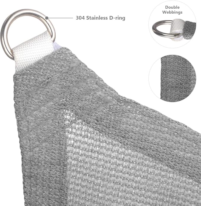 Eden's Decor Straight Flat-Edged Sun Shade Sail Rectangular 4' x 10' Grey UV-Blocking Outdoor Canopy Fabric Cloth Awning for Pergola Patio Garden Backyard Custom Size EdensDecorInc