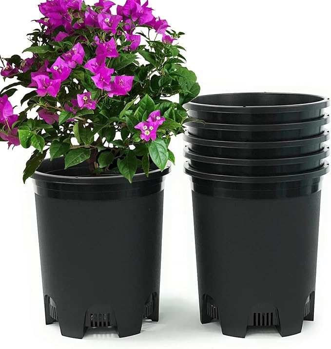 5 Gallon 20-Pack Nursery Pot Black Plastic Planters in Bulk with Drainage for Outdoor Indoor Large Plants Trees CottaPlanters