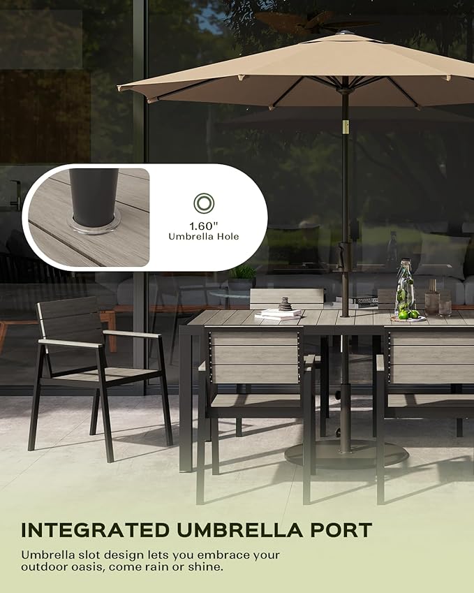Outdoor Dining Chairs Set of 2, HDPS + Aluminum Patio Dining Chairs with Ergonomic Design and Wide Seat, 2 Piece Outdoor Chairs for Garden, Backyard, Deck (Gray) Vexwalx