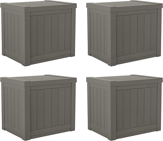 Suncast SS500ST 22 Gallon Small Resin Outdoor Patio Storage Deck Box (4 Pack) Suncast