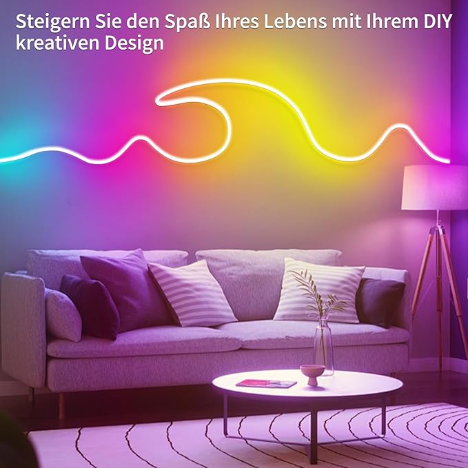 132FT Neon LED Rope Lights IP65 Waterproof LED Lights for Bedroom Flexible LED Light Strip with Remote/APP Control RGB Lighting Strip for Indoors Outdoors Bedroom Room Home Décor segrass