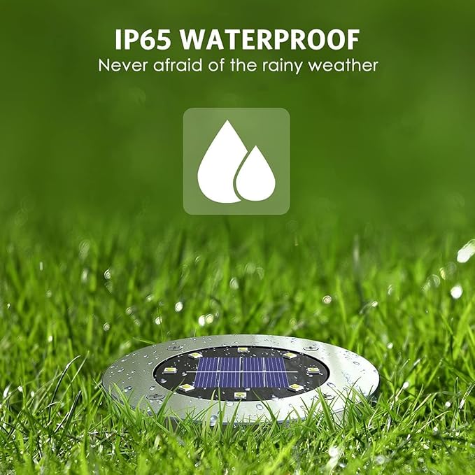 Solar Ground Lights 16Pack, Garden Solar Outdoor Waterproof Pathway Bright In-Ground Lights Outdoor Lighting Decor for Lawn, Patio, Yard, Driveway,Walkway Warm Light OULONGER
