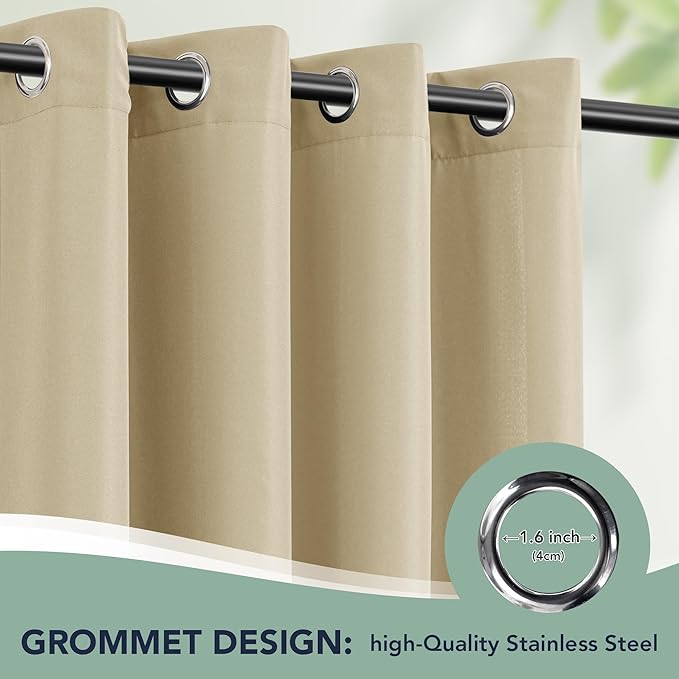 Outdoor Curtains for Patio Waterproof - 6 Panels Privacy Weatherproof Outside Curtains with Grommets for Pergola, Gazebo, Porch, Cabana, Balcony, 54 x 120 Inch, Cream RichSets