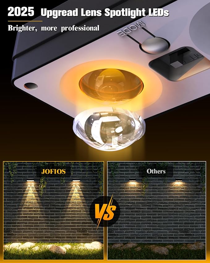 Solar Fence Lights 16 Pack, 50 Lumens Outdoor Solar Lights with 12 Modes RGB Color Glow LED，Waterproof, Solar Lights for Patio, Backyard, Deck, Fence, Railing JOFIOS