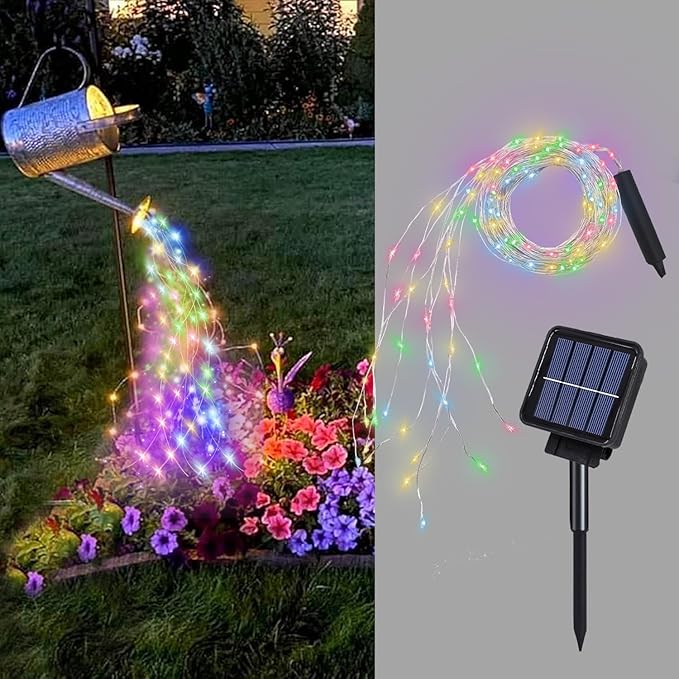 ZNYCYE Solar Waterfall Fairy Bunch Lights Outdoor Waterproof 200LEDs 8 Modes Watering Can Light, Multi-Colored Solar Powered String Lights Firefly Vine Christmas Tree Garden Decorations Gifts for Mom ZNYCYE