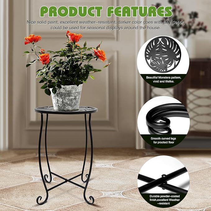 Fashion&cool Side Tables for Small Space, Metal Outdoor Indoor Round Side Table, Small End Table Pool Chair Side Table for Patio Yard Porch Balcony Garden Bedside Plant Stand Fashion%26cool