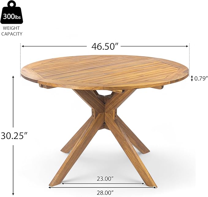 Christopher Knight Home Stamford Outdoor Acacia Wood Round Dining Table, Teak Finish ChristopherKnightHome