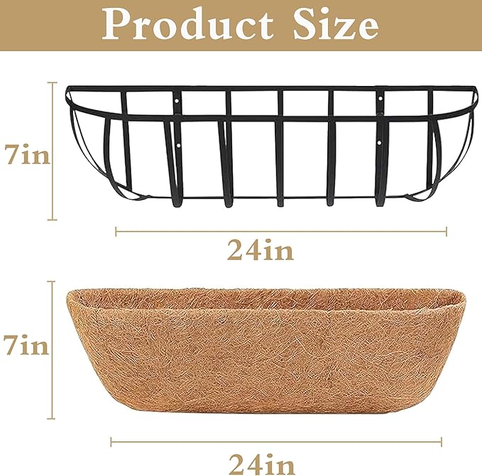 4pack 24-inch Window Sill Window Railing Planters with Cocoa Liner for Outdoor Balconies, Porches, Fences, Patio Railings SMYAXUNW