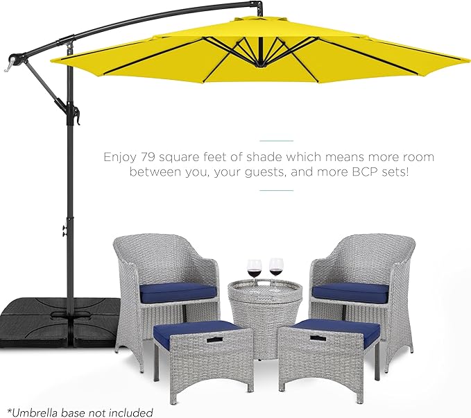 Best Choice Products 10ft Offset Cantilever Hanging Market Patio Umbrella, 8 Sturdy Ribs, Easy Adjustment - Yellow BestChoiceProducts